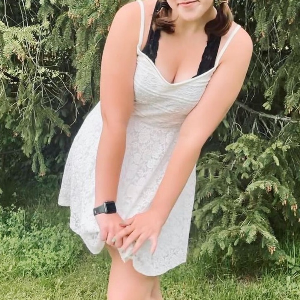 White floral lace dress